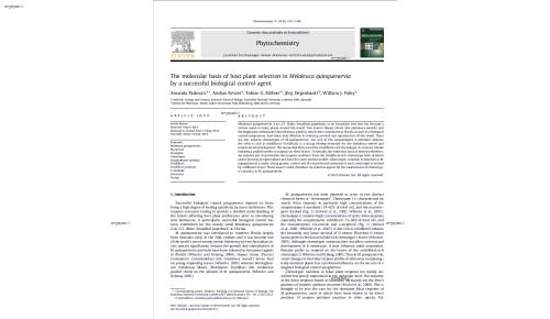 The molecular basis of host plant selection in Melaleuca quinquenervia by a successful biological control agent